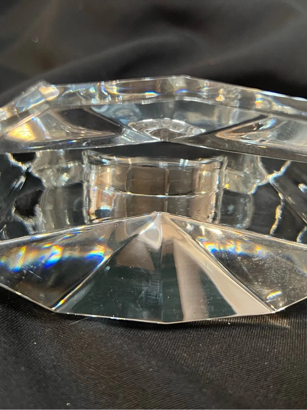 Lenox Clear Crystal Quartz Mantel Clock Pyramid Design  - Clear